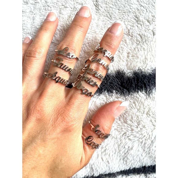 Stainless Steel ZODIAC Horoscope Rings - Picture 2 of 9